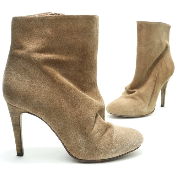 FREE PEOPLE Fairfax High Heeled Bootie Tan Suede Leather Women EU38 US 7-7.5